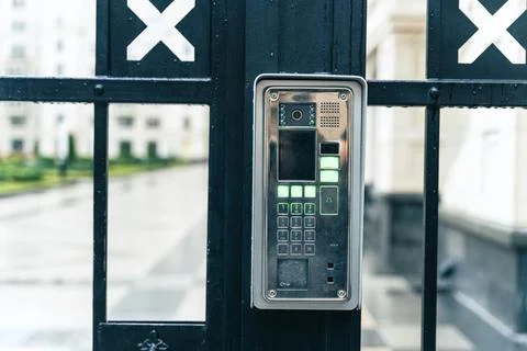 Gate Access Control - Video Intercom System in Modern Residential Community Stock Photos