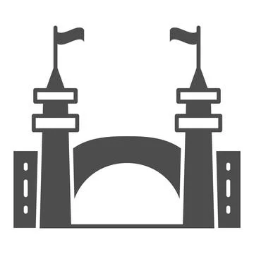 Gate to amusement park solid icon, The rides concept, Castle silhouette sign on Illustrazione stock