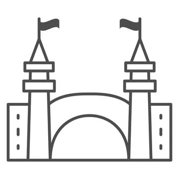 Gate to amusement park thin line icon, The rides concept, Castle silhouette sign Ilustración de archivo