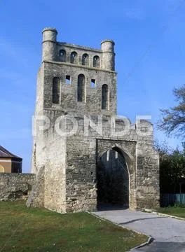 Gate and medieval wall around picturesque, szydlow of poland Stock Photos
