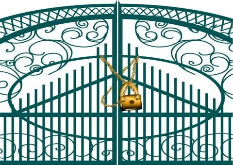 Gate and padlock Stock Illustration
