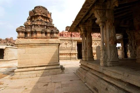 Gate and part of Krishna temple, Hampi, Karnataka, India Stock Photos