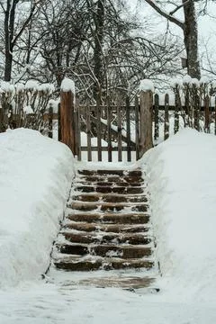 Gate and stone steps. Stock Photos