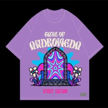 Gate to andromeda design trippy style for streetwear graphic tee Stock Illustration