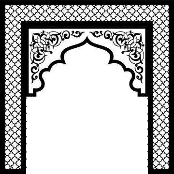 Gate arch design Laser cut cnc panel design for metal, wooden room divider. Stock Illustration