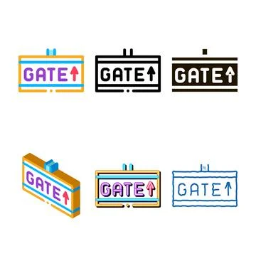 Gate arrow direction tablet stylized icon thin line vector Stock Illustration