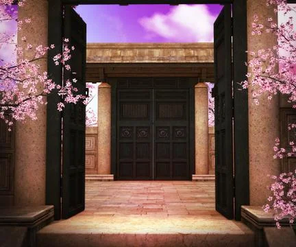 Gate asian backdrop Stock Illustration