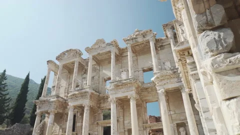 The Gate of Augustus and the Library of Celsus, Ephesus Stock Footage 194708522