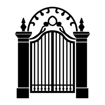 Gate black vector icon on white background Stock Illustration