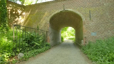 A gate with bushes on the side. Stock Footage 244583164
