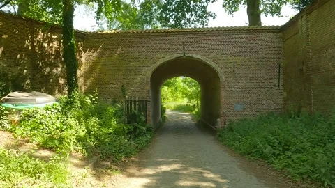 A gate with bushes on the side. Stock Footage 244583264