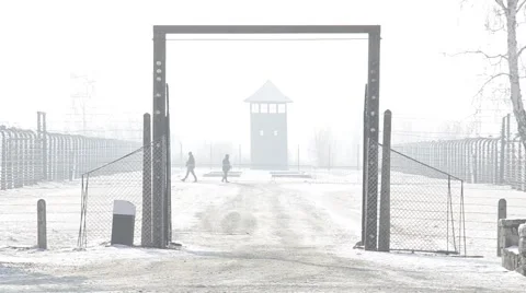 The gate to the camp, prisons in Europe Stockbeeldmateriaal 60960950