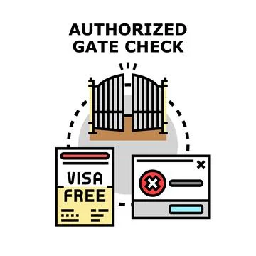 Gate check authorization with visa free document Stock Illustration