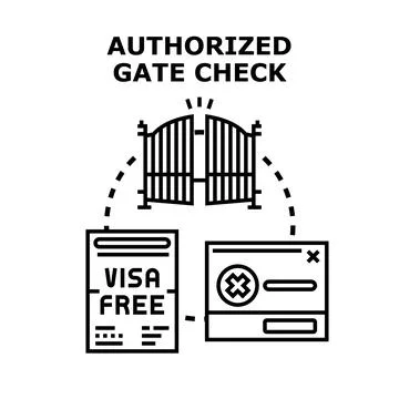 Gate check authorization with visa free document Stock Illustration