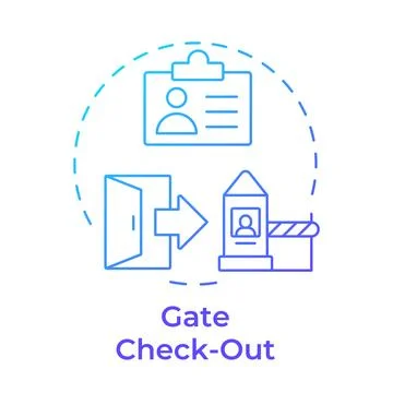 Gate check out blue gradient concept icon Stock Illustration