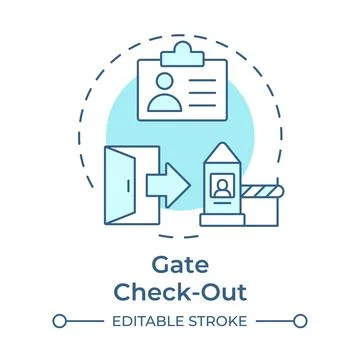 Gate check out soft blue concept icon Stock Illustration