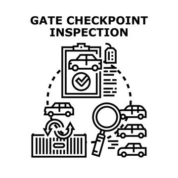 Gate checkpoint inspection for vehicle security control 스톡 일러스트