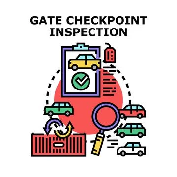 Gate checkpoint inspection for vehicle security control Stock Illustration