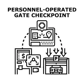 Gate checkpoint system management with personnel operation Stock Illustration