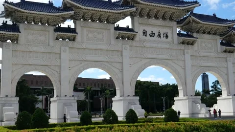 Gate at Chiang Kai-shek Memorial Hall, Taipei Stock Footage 276906997