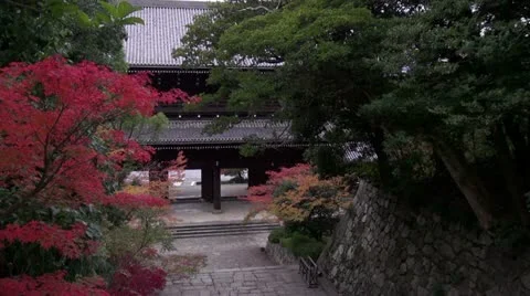 Gate To Chionin Temple And Fall Color Stock Footage 20543958