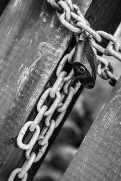 Gate closed with a padlock Fotos de archivo
