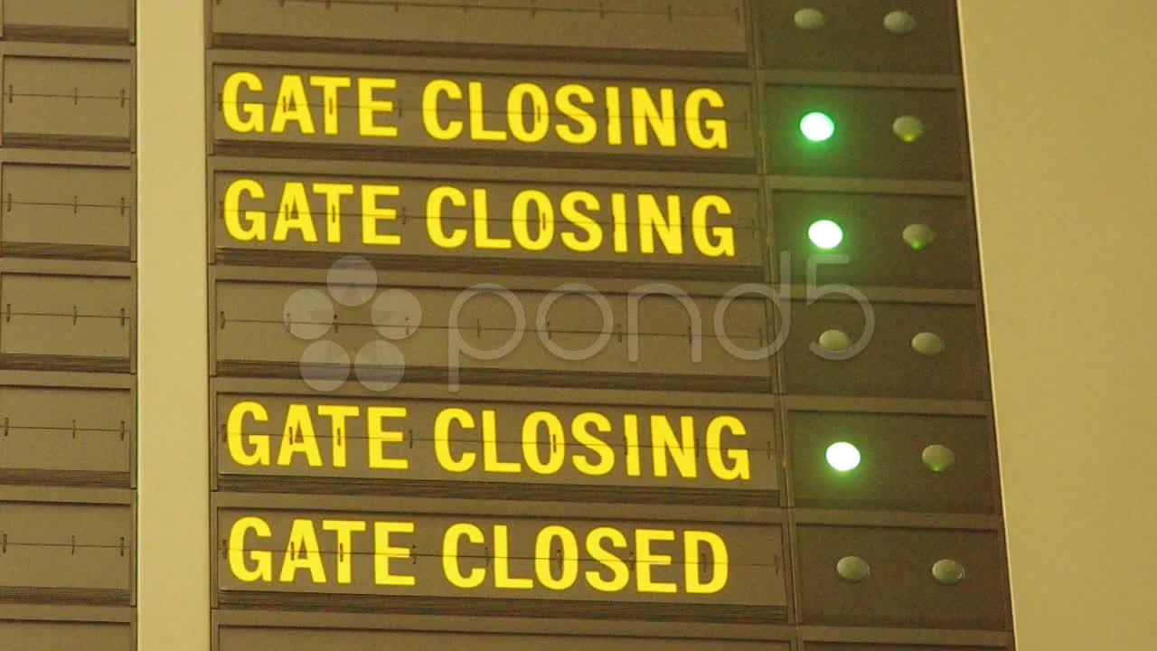 Gate closing message in airport