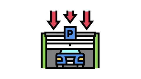 Gate closing parking color icon animation Stock Footage 164385324