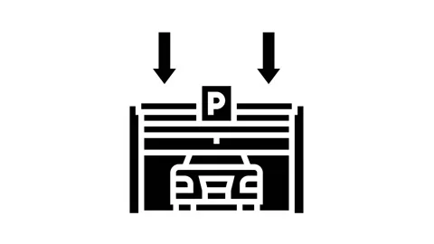 Gate closing parking glyph icon animation Stock Footage 164435383