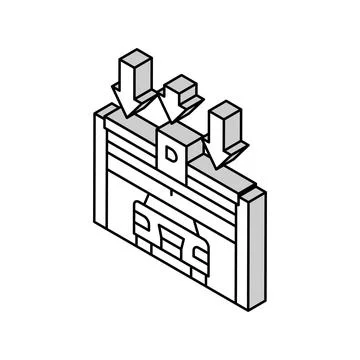Gate closing parking isometric icon vector illustration 스톡 일러스트