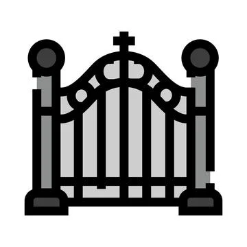 Gate with cross providing access to cemetery Stock Illustration