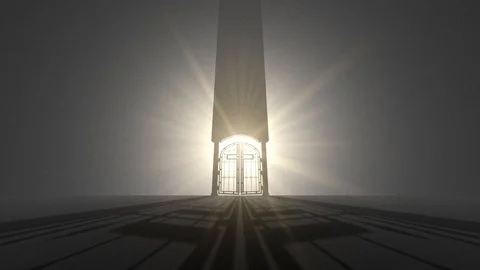 Gate With A Cross In The Sun And Shadow Stock Footage 97897396