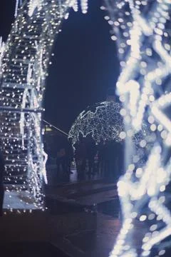 Gate Decorated with Led Lights Stock Photos