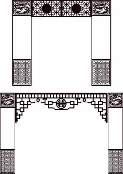 Gate design Laser cut cnc panel design for metal, wooden room divider. Stock Illustration