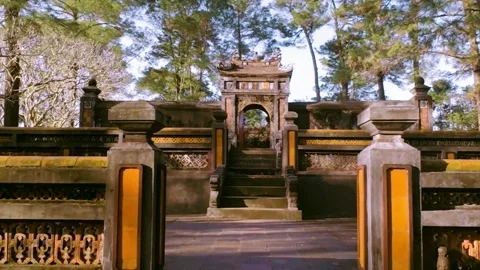 Gate with feudal-style architecture Stock Footage 303395800