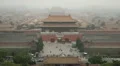 Gate to Forbidden City, Aerial View, Center Beijing, China, Air Pollution, Smog HD Footage