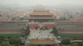Gate to Forbidden City, Aerial View, Center Beijing, China, Air Pollution, Smog HD Footage