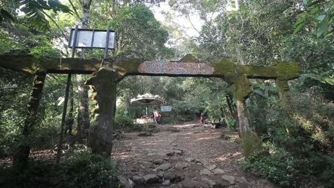 GATE OF GEDE PANGRANGO MOUNTAIN IN WEST JAVA, INDONESIA Stock Footage 163921372