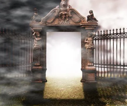 Gate gothic fantasy background Stock Illustration