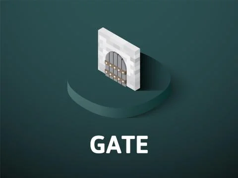 Gate isometric icon, isolated on color background Illustrazione stock