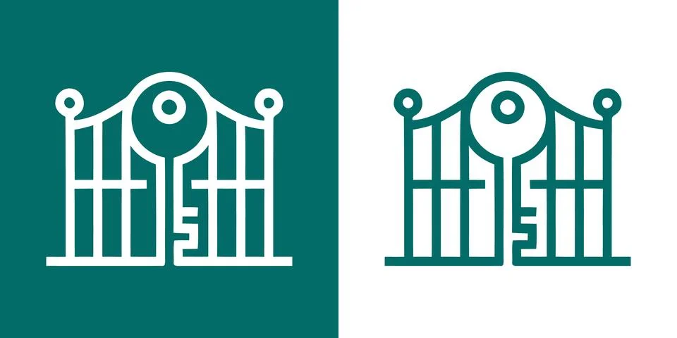 Gate key icon design in teal green for home security concept. Stock Illustration