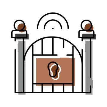 Gate with keyhole icon representing security access Stock Illustration