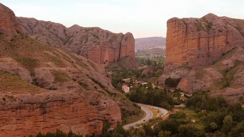 Gate of La Rioja – Impressive rock formations in Islallana, La Rioja Stock Footage 98007879