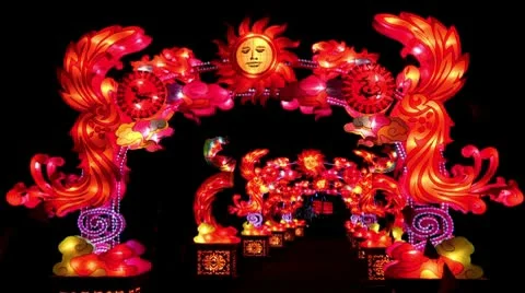 Gate Made Of Chinese Lanterns Stock Footage 10682848