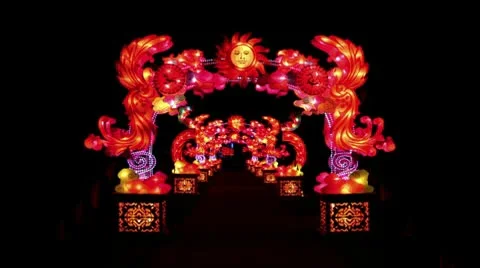 Gate Made Of Chinese Lanterns Video stock 10682872