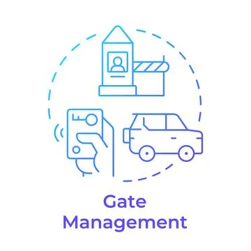 Gate management blue gradient concept icon Stock Illustration