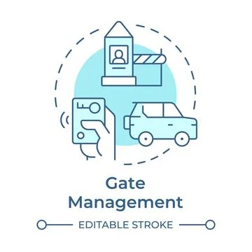 Gate management soft blue concept icon Stock Illustration