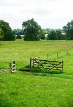 Gate in a meadow Stock Photos