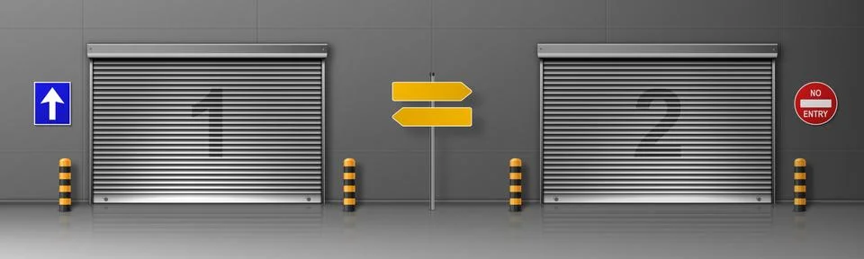 Gate with metal rolling shutter in logistic center Stock Illustration