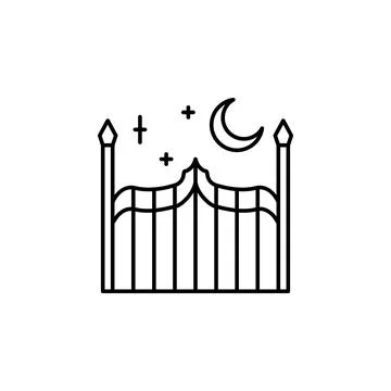 Gate, night, moon icon. Simple line, outline vector elements of city for ui and Stock Illustration